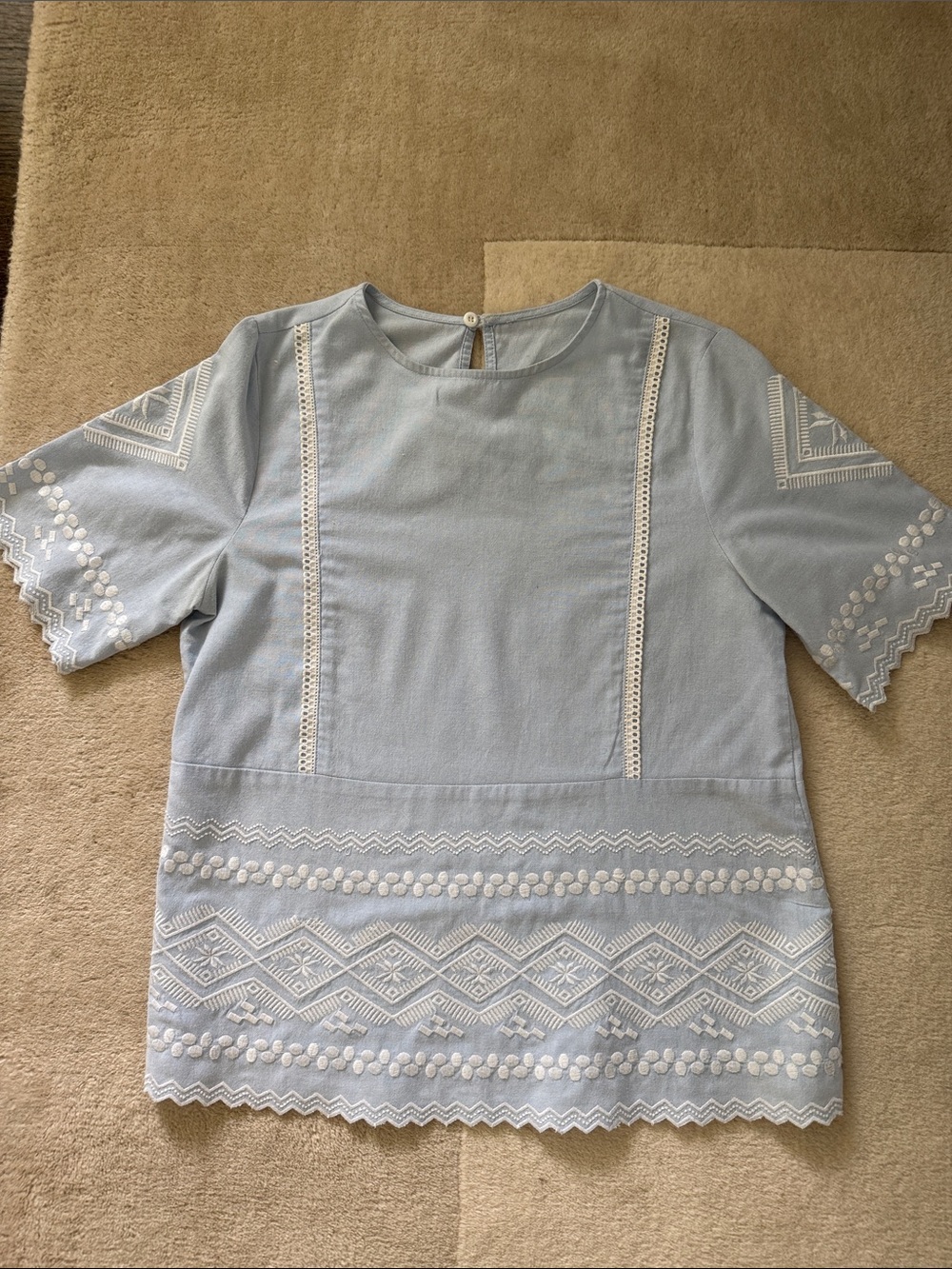 Light Blue Embroidered Women's Top